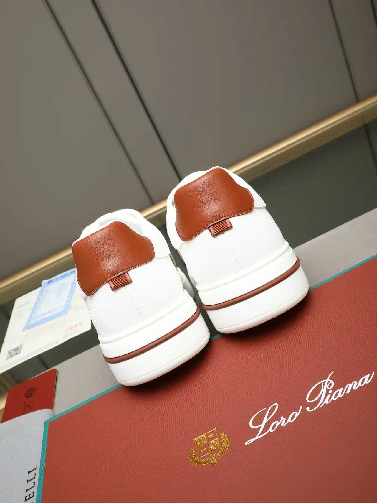 White and Brown Leather Platform Sneaker 4