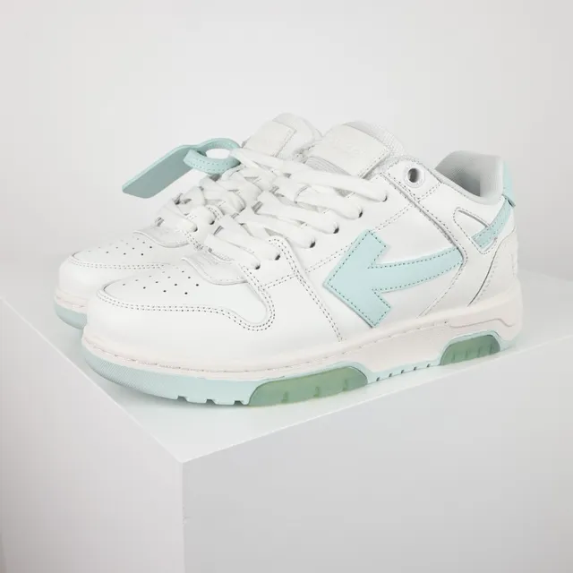 White and Mint Blue Arrow Logo Lifestyle Sneakers 2