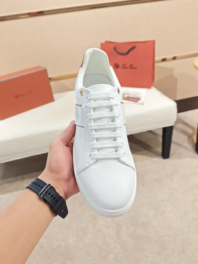 White and Tan Monogram Low-Top Lifestyle Sneaker 5