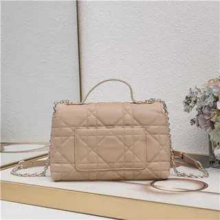 White Black Quilted Diamond-Stitch Top-Handle Handbag 8