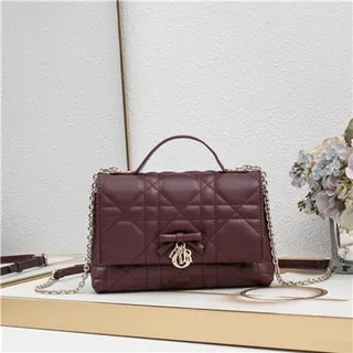 White Black Quilted Diamond-Stitch Top-Handle Handbag 19