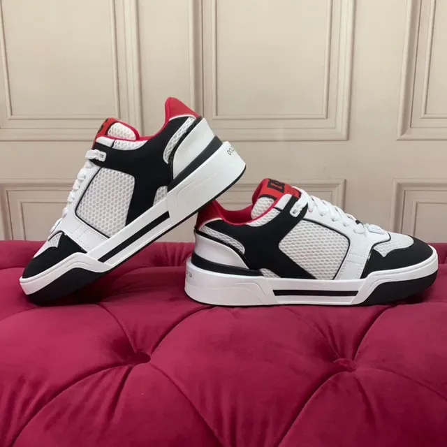 White Black Red Contrast Panel Lifestyle Sneaker 5
