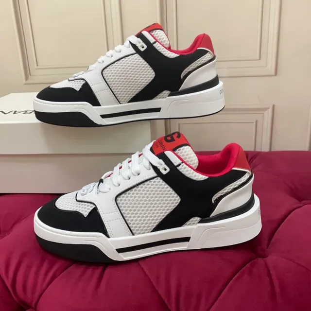 White Black Red Contrast Panel Lifestyle Sneaker 8