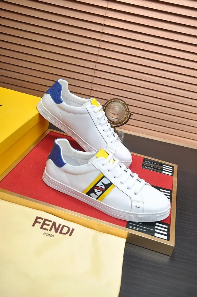 White Blue Low-Top Leather Upper Sneakers 6