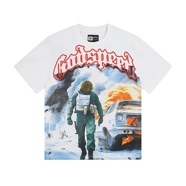 White Graphic-Print Oversized Double-Sided T-Shirt 2