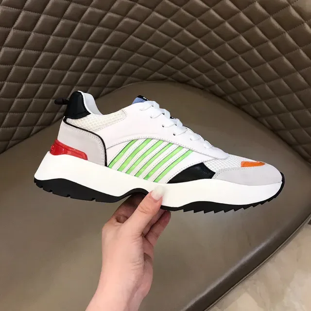 White Multicolor Chunky Platform Sole Color-Blocked Upper Sneakers 5