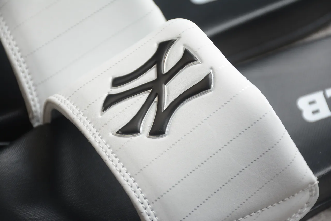 White Quilted Strap Black Sole Slipper 6