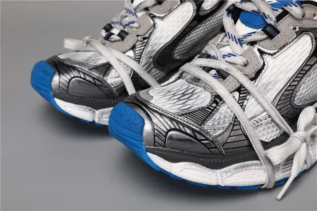 White Silver Blue Chunky Runner Sneakers 4
