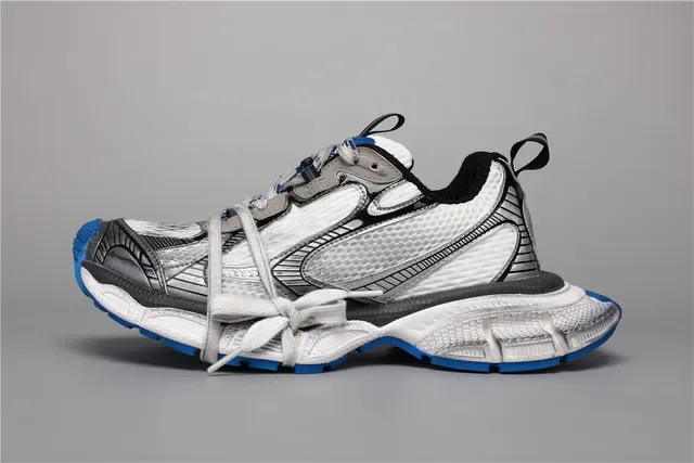 White Silver Blue Chunky Runner Sneakers 9