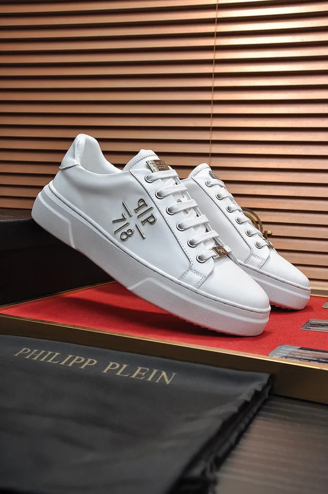 White Silver Platform Sole Smooth Upper Sneakers 8