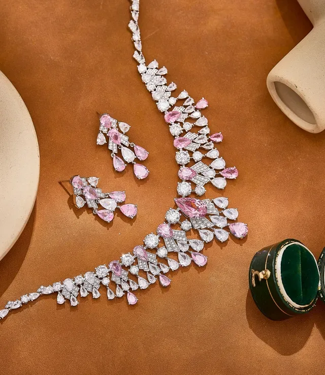 Yellow and White Gemstone Bib Cascade Necklace 4