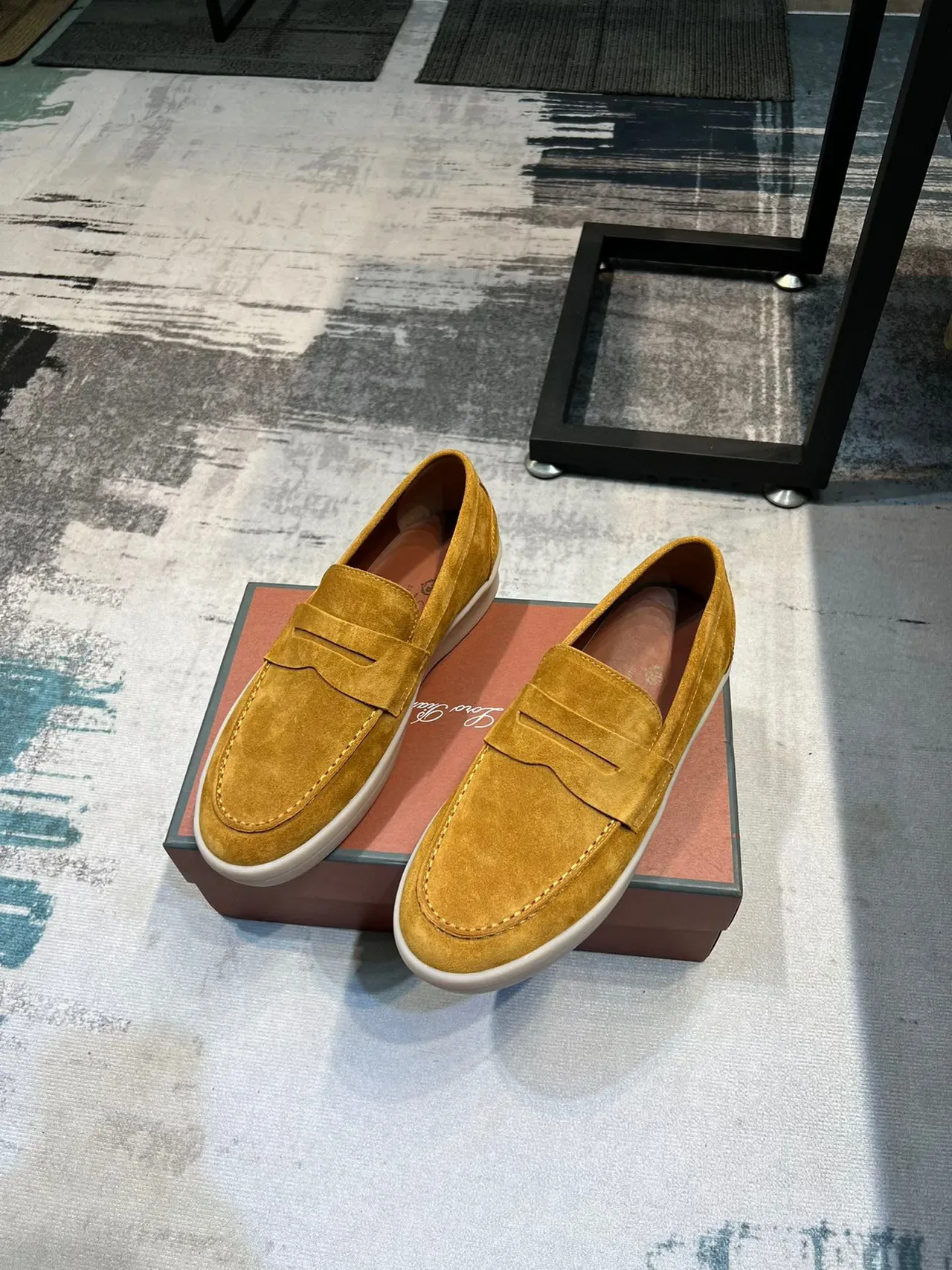Yellow Beige Suede Upper Penny Strap Loafer 4
