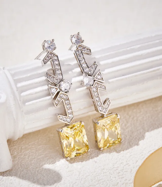Yellow Silver Geometric Dangling Earrings 7