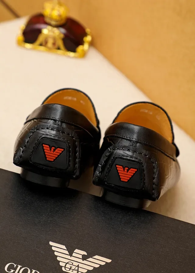 Giorgio Armani Loafer Preto Bege Couro crocodilo Embossado Fivela Águia Metal 4