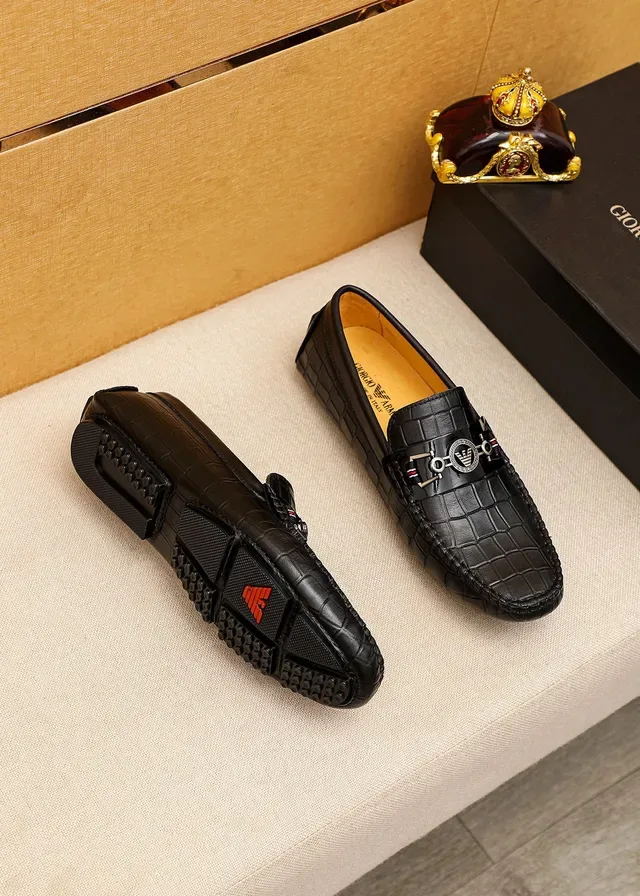 Giorgio Armani Loafer Preto Bege Couro crocodilo Embossado Fivela Águia Metal 6