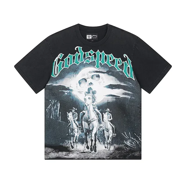 T-shirt Godspeed noir à col rond imprimé graphique 2