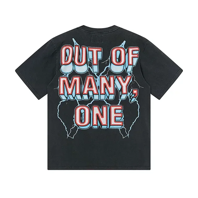 T-shirt noir Godspeed Out of Many One imprimé graphique 3