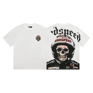 T-shirt blanc Godspeed graphique casque tête de mort