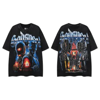 T-shirt graphique oversize noir effet usé Godspeed The Road To Eternal Life