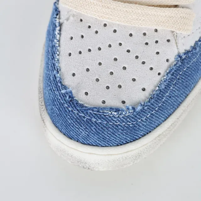 Golden Goose Super-Star حذاء أسلوب حياة من الدنيم الأبيض والأزرق المتضرر 5