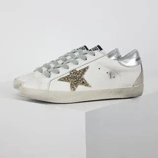 Golden Goose Superstar Tênis Lifestyle Estrela Distressed Branco Brilhante