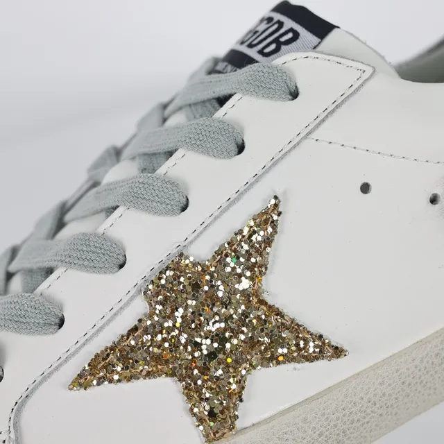 Golden Goose Superstar Tênis Lifestyle Estrela Distressed Branco Brilhante 6