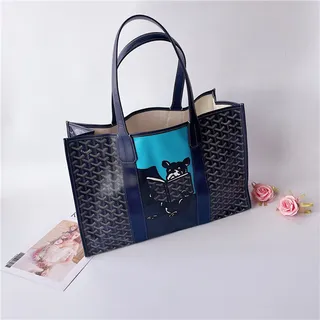 Goyard Saint-Louis Tote Bleu Marine Structure Toile Enduite Monogrammée Goyardine 12
