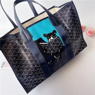 Goyard Saint-Louis Tote Bleu Marine Structure Toile Enduite Monogrammée Goyardine 14