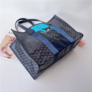 Goyard Saint-Louis Tote Bleu Marine Structure Toile Enduite Monogrammée Goyardine 15