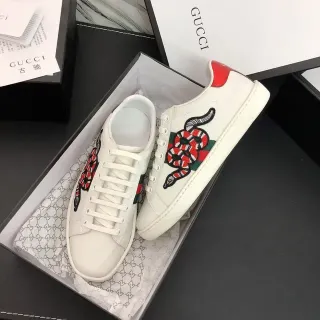 Gucci Ace Zapatillas Lifestyle con Bordado de Serpiente Blanca