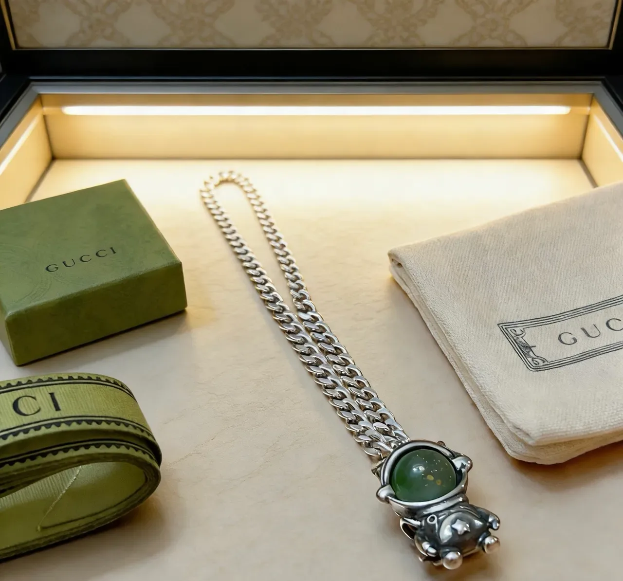 Gucci Astronaut Pendant Silver Chain Necklace 2