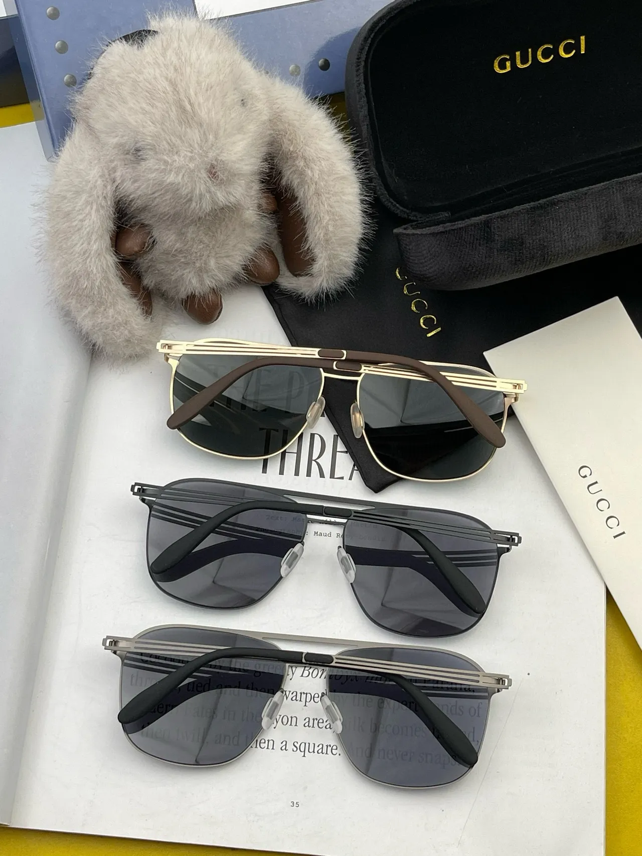 Gucci Aviator-Style Metal Frame Gradient Gray Sunglasses 4