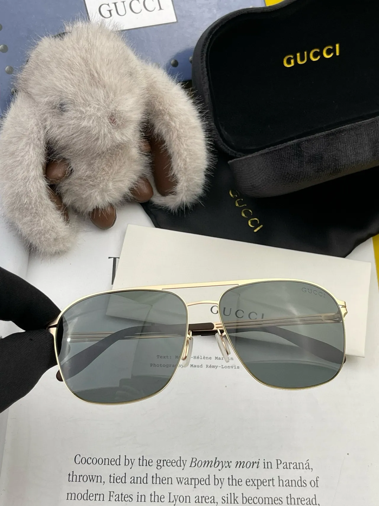 Gucci Aviator-Style Metal Frame Gradient Gray Sunglasses 6