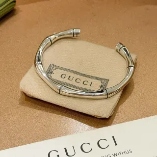 Gucci سوار بامبو فضي مصقول معدن مفتوح كم سوار