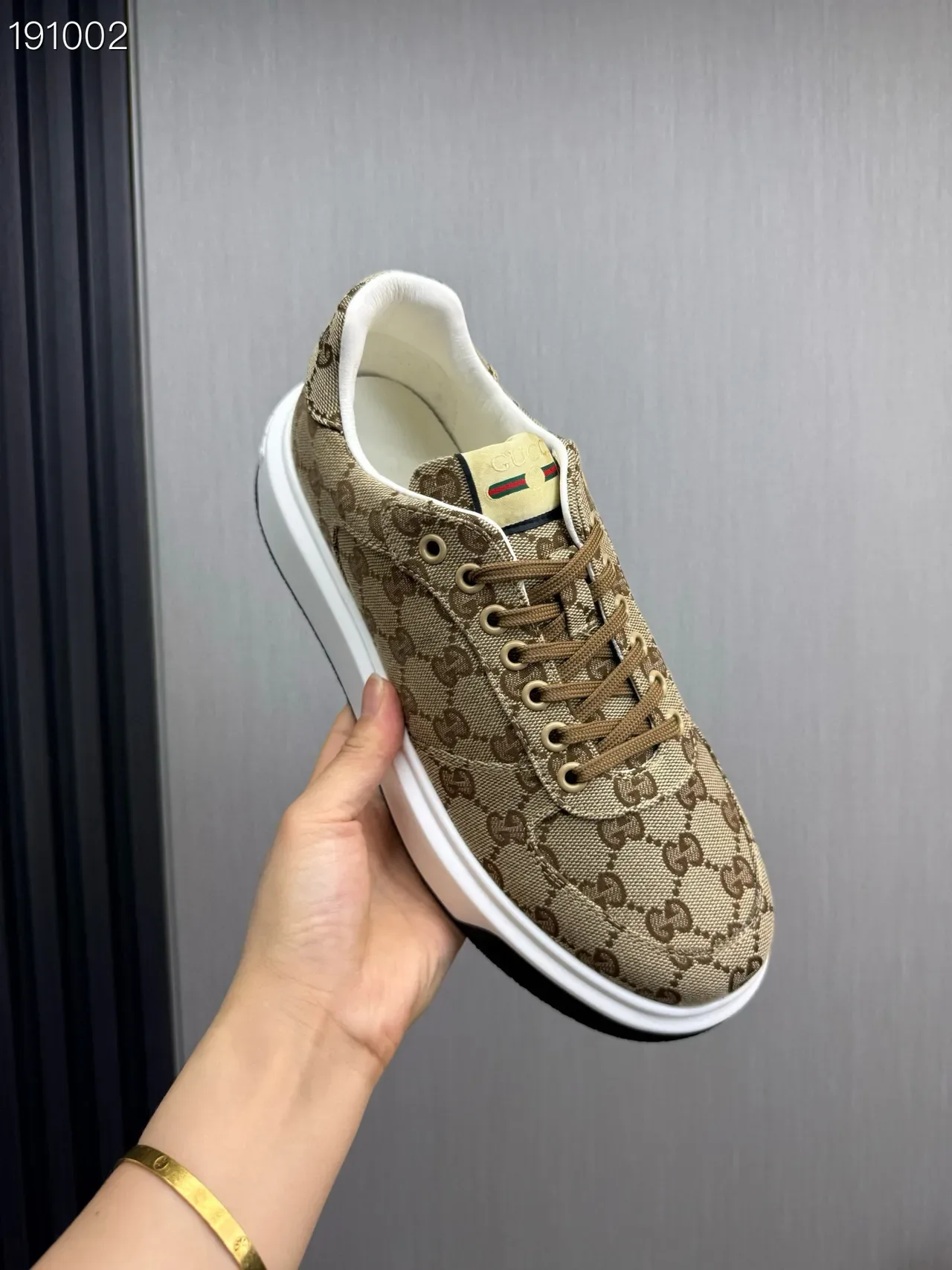 Gucci Beige Marron GG Supreme Monogram Toile Volumineux Semelle Plateforme Style de Vie Sneakers 3