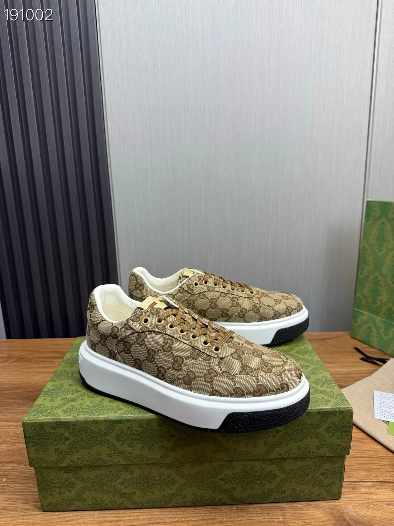 Gucci Beige Marron GG Supreme Monogram Toile Volumineux Semelle Plateforme Style de Vie Sneakers 7