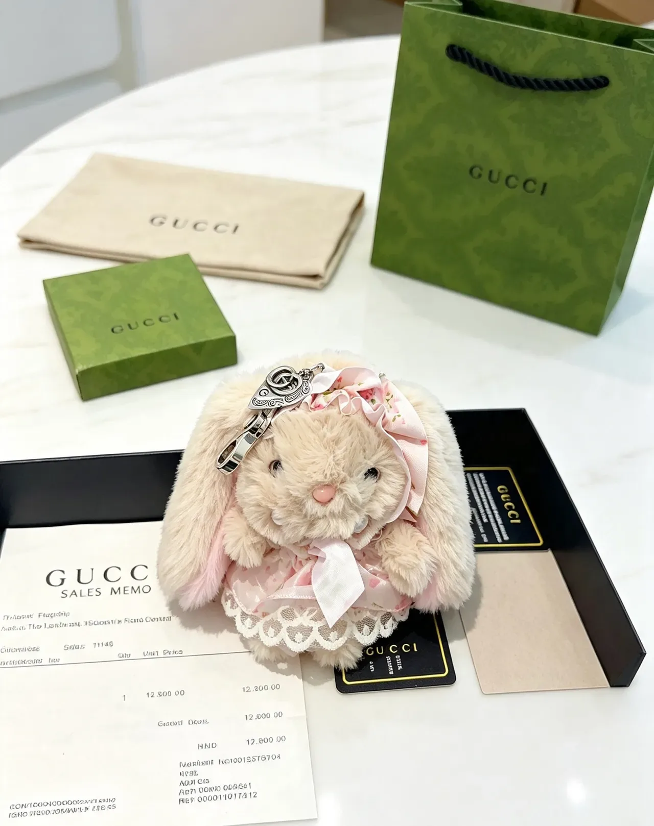Gucci Bolso Cruzado Beige Rosa Conejo Peluche Piel Sintética 2