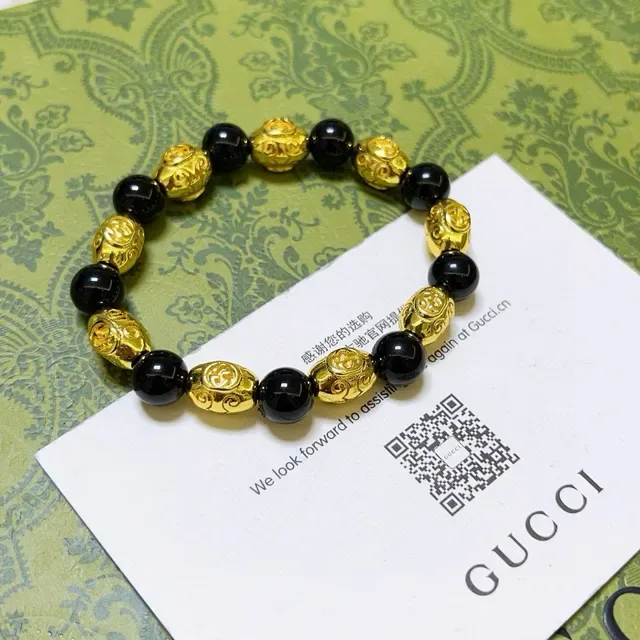Gucci Black and Gold-Tone Beaded Bracelet 8