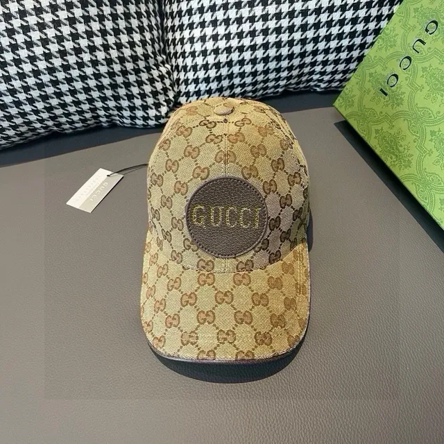 Gucci Noir Beige GG Monogramme Toile Circulaire Broderie Logo Patch Casquette de baseball 3