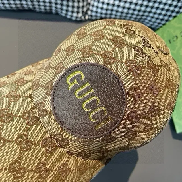 Gucci Noir Beige GG Monogramme Toile Circulaire Broderie Logo Patch Casquette de baseball 6