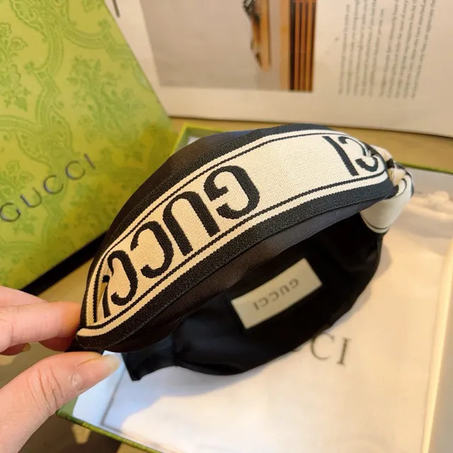Gucci Preto Bege Nó Torcido Impressão Logo Faixa Tecida Boné 5