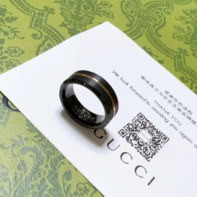 Gucci Black Gold Ceramic Thin Stripe Ring 10