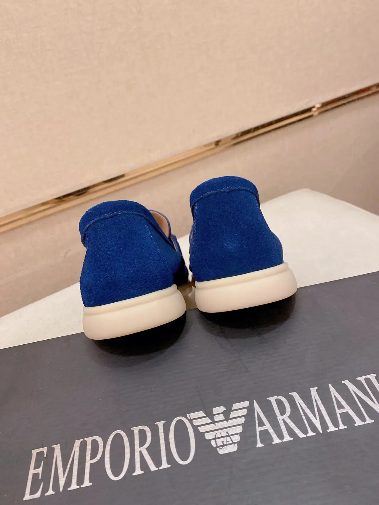 Gucci Azul Beige Ante Superior Hebilla Horsebit Mocasín 2