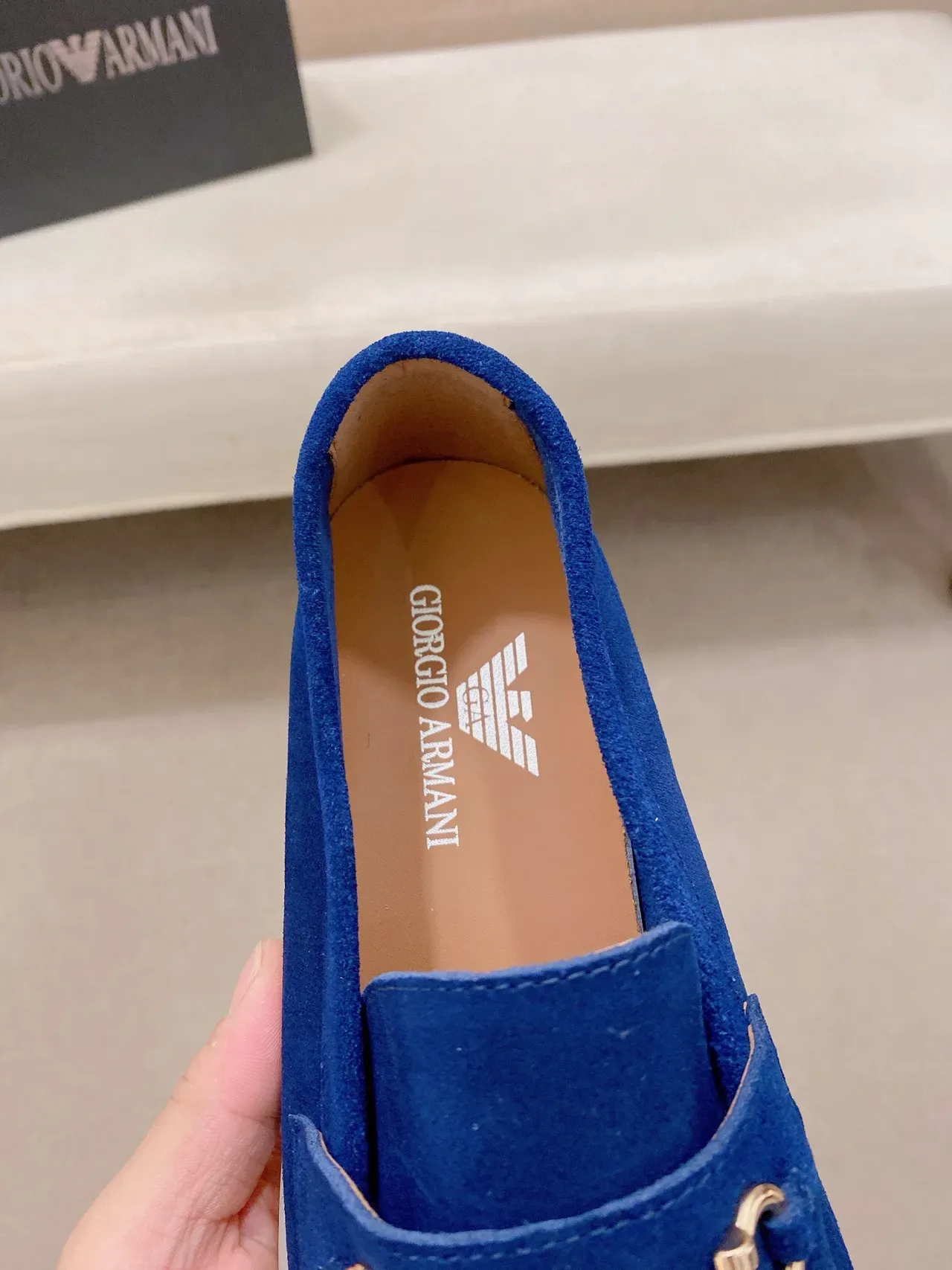 Gucci Azul Beige Ante Superior Hebilla Horsebit Mocasín 3