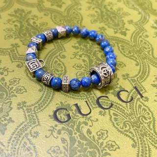 Gucci سوار مرن أزرق فضي خرز