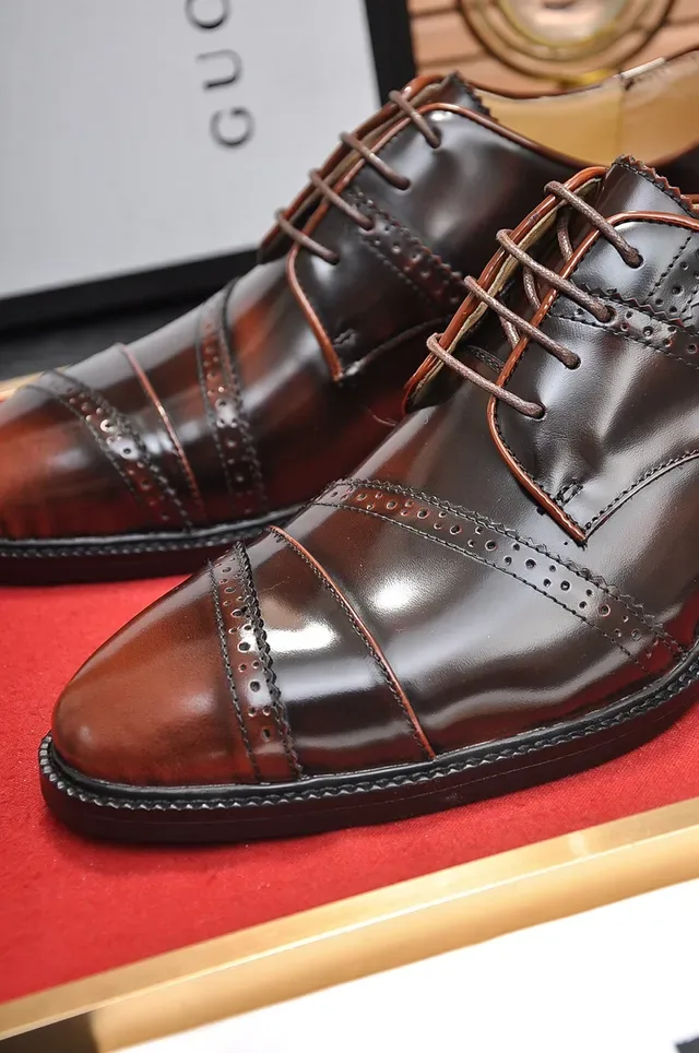 Gucci Brown Black Cap-Toe Brogue Oxford Shoes 2