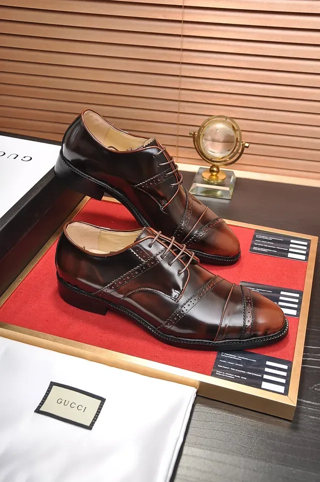 Gucci Brown Black Cap-Toe Brogue Oxford Shoes 4
