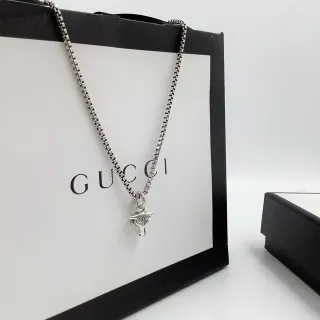 Gucci Bull Head Pendant Silver-Tone Box Chain Necklace