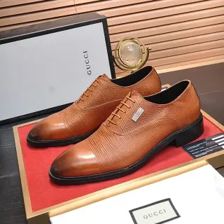 Gucci Cap-Toe Lizard-Textured Leather Oxford Shoes