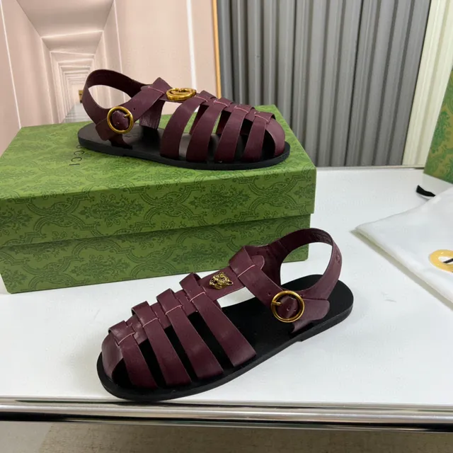 Gucci Dionysus Burdeos Oro Multi-Estras Cabeza de Tigre Hardware Sandalias Gladiator 8